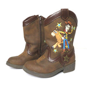 Disney Pixar Toy Story KIDS COWBOY BOOTS Woody Sheriff Horse Movie Brown Size 7